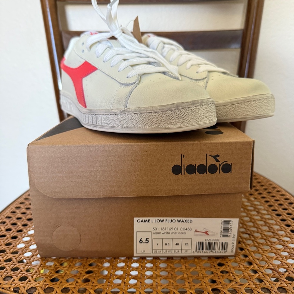 Diadora Game L Low Fluo Waxed Sneakers - Orange and White